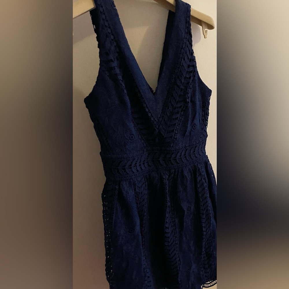 Navy blue dress.